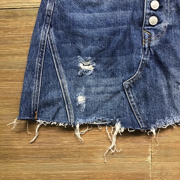 Like New Free People Denim A-Line Mini Skirt in Dark Denim - Picture 8 of 11